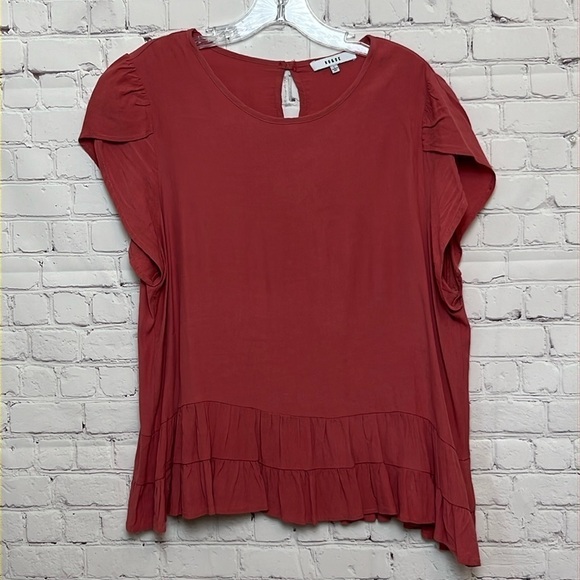 RO & DE Salmon Red Tulip Short Sleeved Blouse - Picture 1 of 13